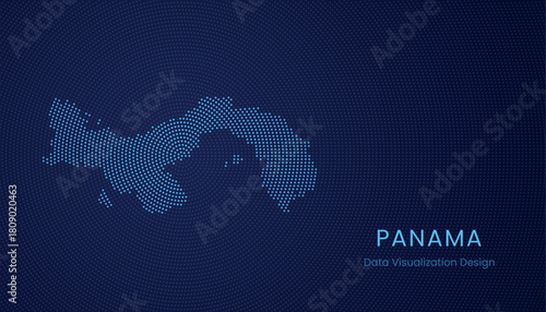Panama dotted digital map for data visualization design