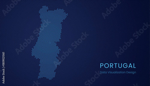 Portugal dotted digital map for data visualization design