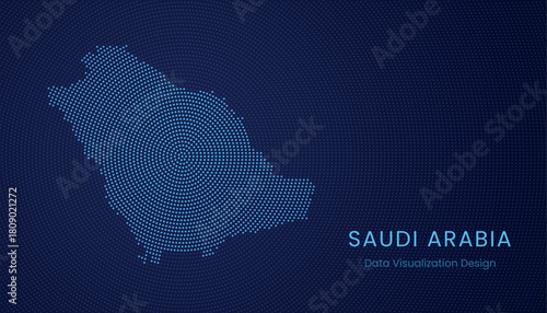 Saudi Arabia dotted digital map for data visualization design