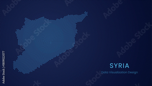 Syria dotted digital map for data visualization design