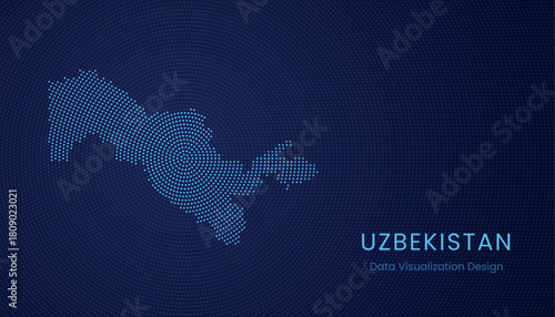 Uzbekistan dotted digital map for data visualization design