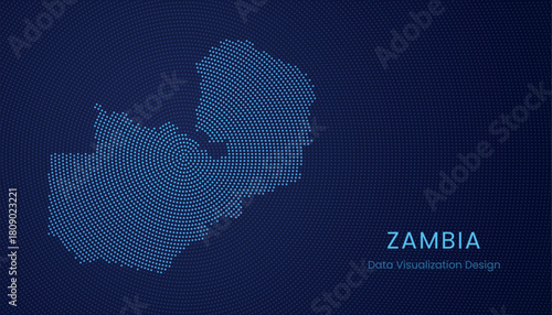 Zambia dotted digital map for data visualization design