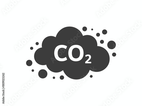 The image features a cloud with CO2 letters, representing the concept of carbon dioxide emissions and their impact on the environment, highlighting concerns of pollution.