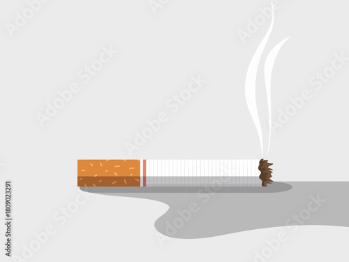 This image depicts a stylish cigarette resting on a surface with a subtle smoke effect, symbolizing contemplation and modern lifestyle choices in a minimalist design.