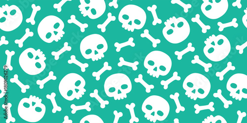 Cute Halloween bones and skulls seamless pattern.