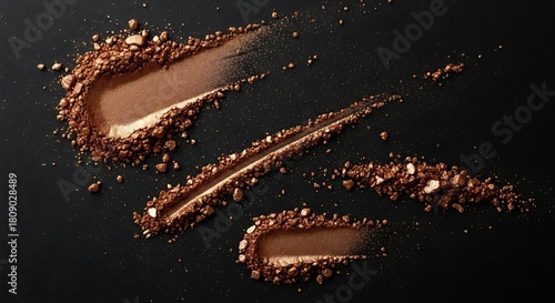 Bronze shimmer eyeshadow swatches artistry beauty powder makeup product photography black background