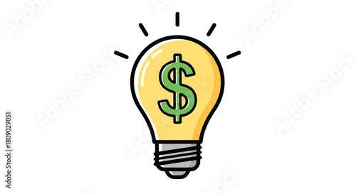 Illustration of lightbulb with dollar sign representing business idea