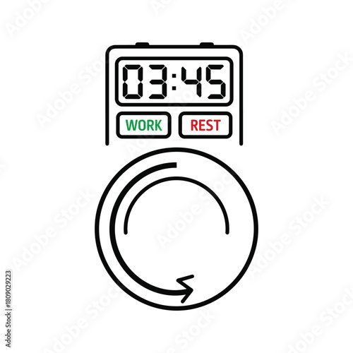 Timer isolated on for workout or exercise interval training