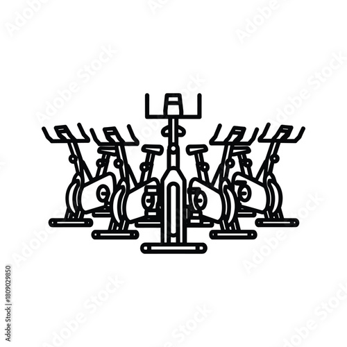 Spin class bikes isolated on for fitness and exercise