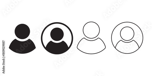 Minimal User Profile Avatar Icon Set – Clean Line & Solid Person Symbols for UI UX, App Interface, Dashboard, and Website Design