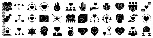 Volunteer icon vector set. Community service  illustration sign collection. helping symbol. donation logo.