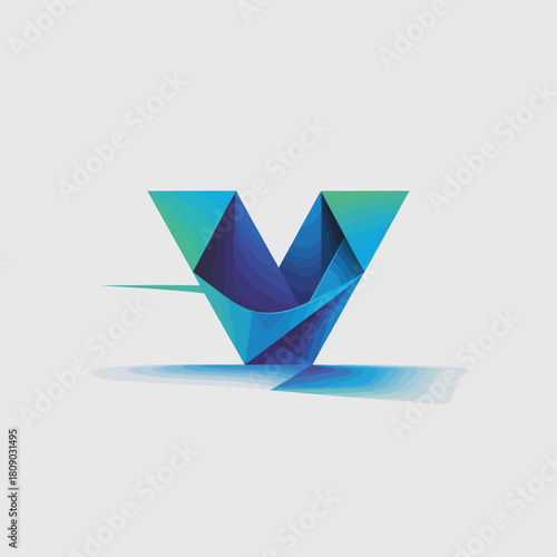 The image showcases a vibrant V logo made with geometric triangular shapes, delivering a modern and dynamic appearance ideal for branding and artistic uses.