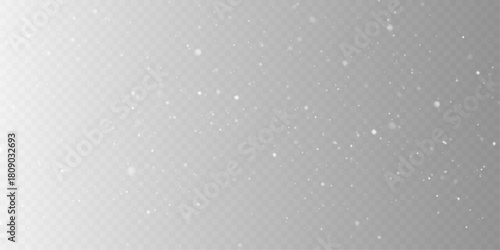 Realistic Falling Snowflakes Isolated on Transparent Background.
