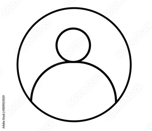 Black and white vector icon of a person for web user sign symbol design illustration