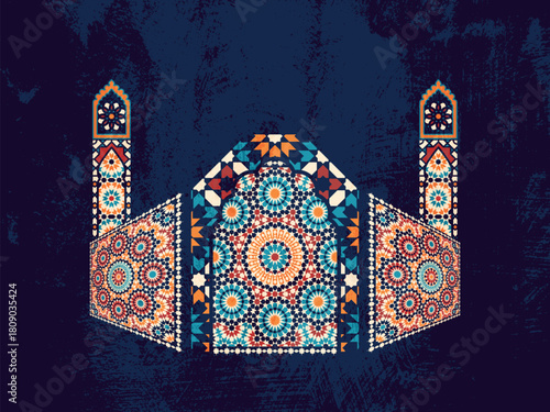 Islamic Geometric Arch Pattern Background - Moroccan Mosaic Tile Art Decorative Design