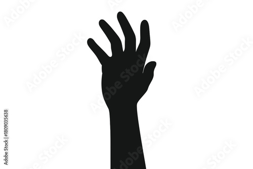 Silhouetted Hand Aspiration. Silhouetted hand reaching upwards, fingers slightly apart as if grasping for something unseen. Positioned centrally, this hand becomes a. Vector illustration
