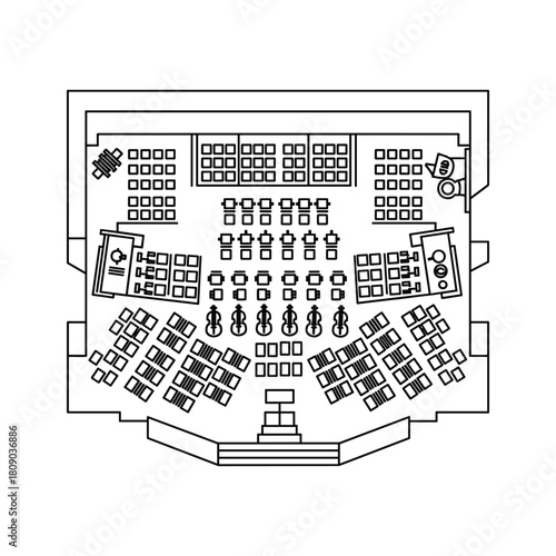 Orchestra seating chart isolated on in line art style