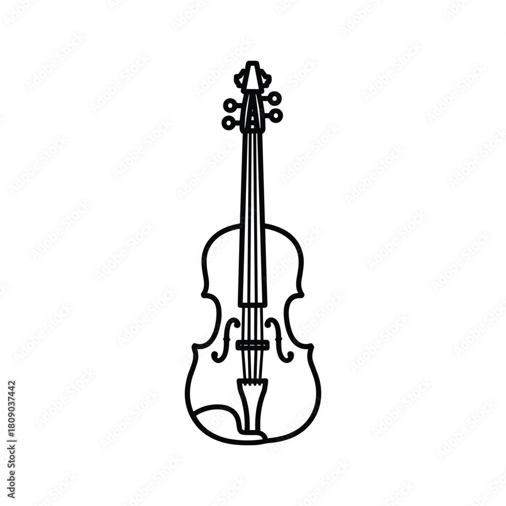 Fototapeta premium Violin line art isolated on, a stringed musical instrument