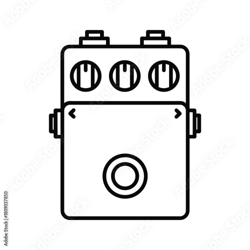 Guitar effects pedal outline isolated on for music production