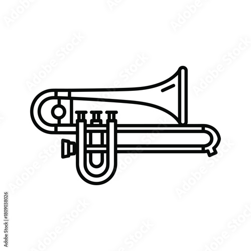 Trumpet line art isolated on, a brass instrument icon style