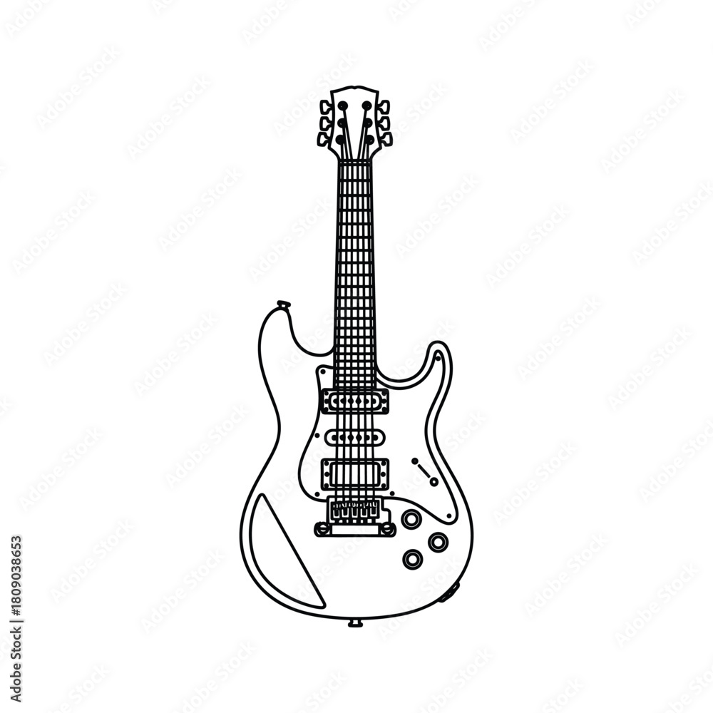Naklejka premium Electric guitar outline isolated on, musical instrument icon