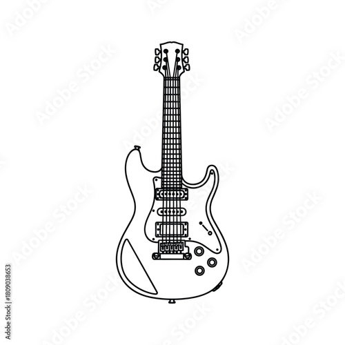 Electric guitar outline isolated on, musical instrument icon