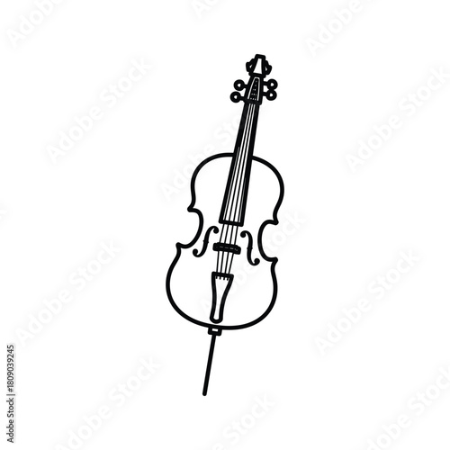 Cello line art isolated on, a stringed musical instrument