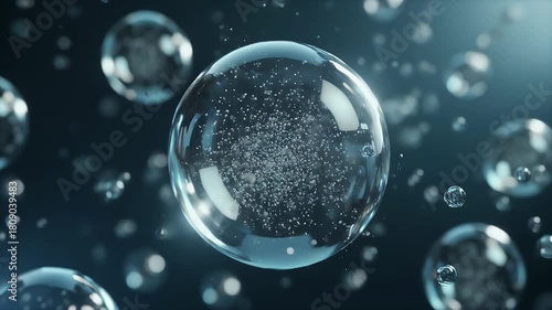 Wallpaper Mural Abstract macro view of water bubbles in a dark blue environment Torontodigital.ca