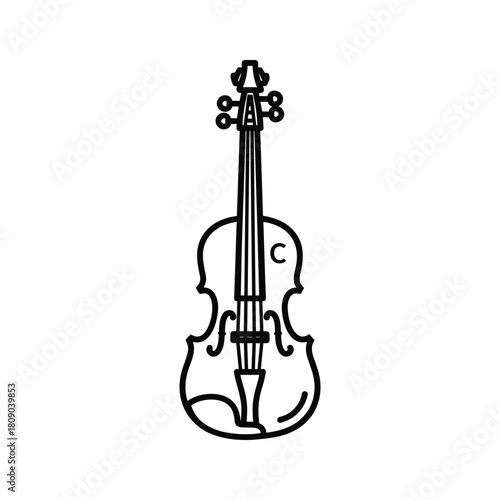 Violin musical instrument line art isolated on