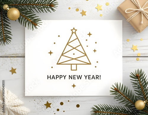 Christmas greeting card with Christmas tree geometric form