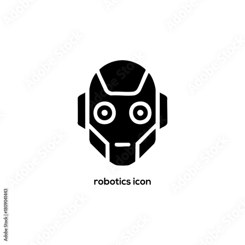 Modern black robot icon vector illustration for artificial intelligence technology automation science and futuristic digital chatbot web logo design

