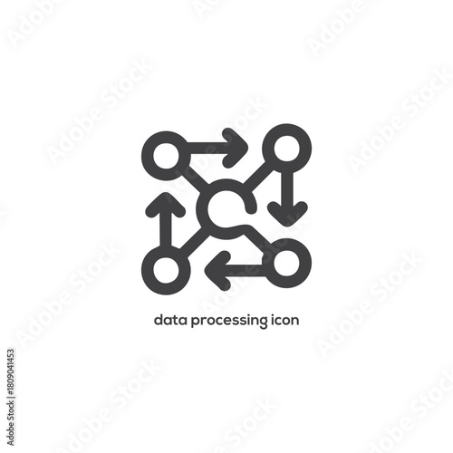 Minimalist data processing icon vector for machine learning algorithm business workflow and digital network technology system analysis logo design


