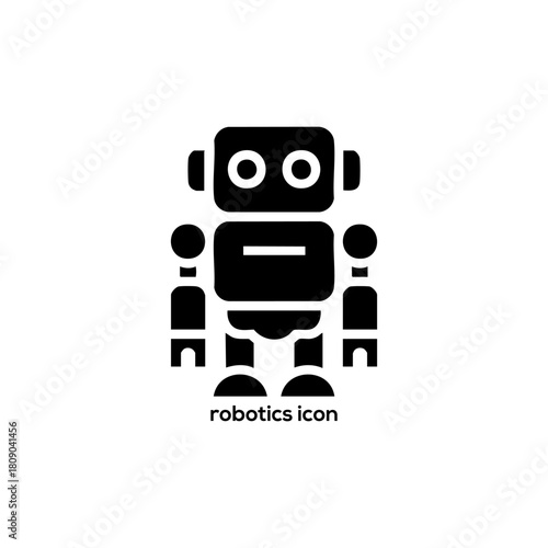Modern black robot icon vector illustration for artificial intelligence technology automation science and futuristic digital chatbot web logo design

