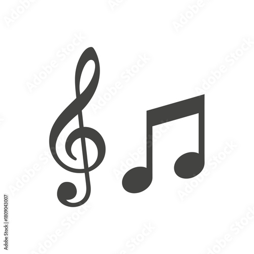 Music notes and treble clef icon