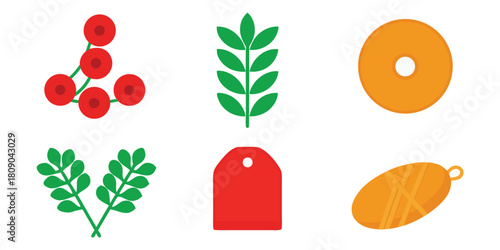 Berries leaves coin tag amulet nature plant money symbol object design icon art