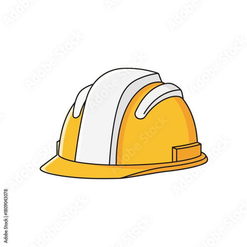 Yellow hard hat safety helmet flat design vector