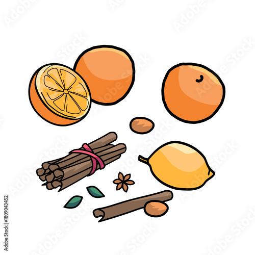 oranges and Mulled Wine Ingredients