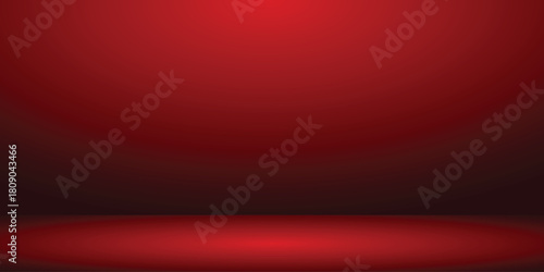 Red studio background. Abstract limbo podium studio room. Dark red gradient wall floor and spotlight scene. Showcase, promotion display. Vector stage mockup illustration. eps 10