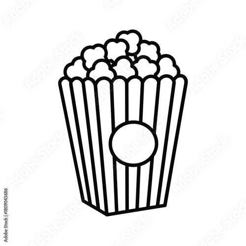 Popcorn in striped box isolated on for movie theater snack