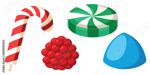 Candy cane hard candy raspberry blue drop sweets sugary treats confectionery