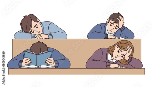 Tired students struggle with learning in classroom setting for education