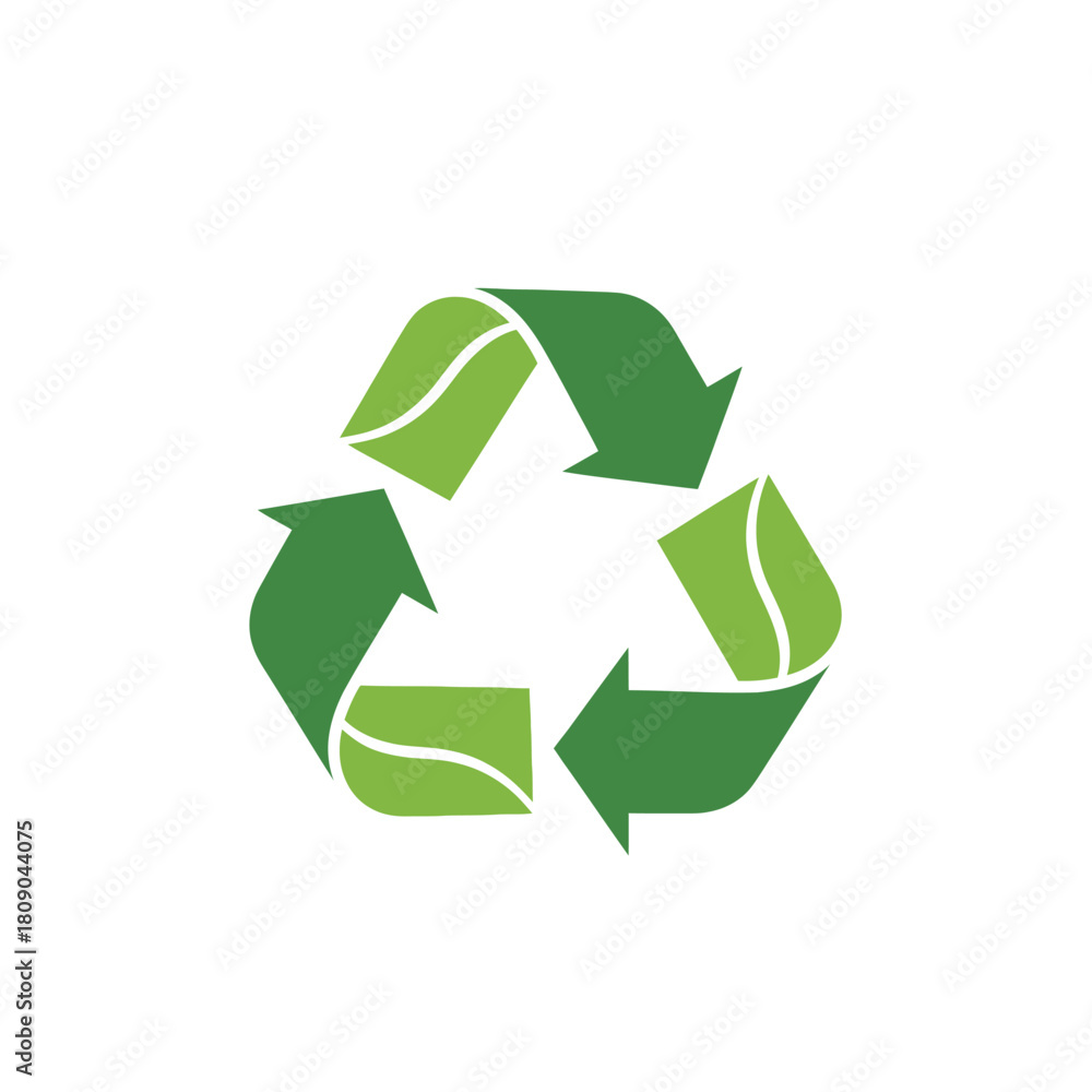 Obraz premium Eco-friendly green recycling symbol with leaves