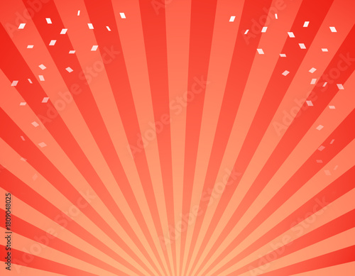 チラシ背景に使える紙吹雪の舞う集中線　赤