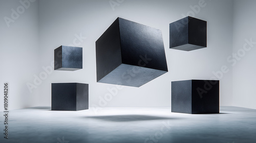 Fototapeta Naklejka Na Ścianę i Meble -  Minimal Geometric Cubes in Modern Space