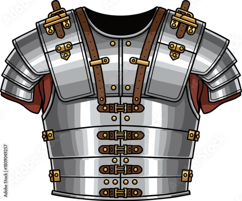 Create a Ancient roman soldier's lorica segmentata armor vector art with white background..