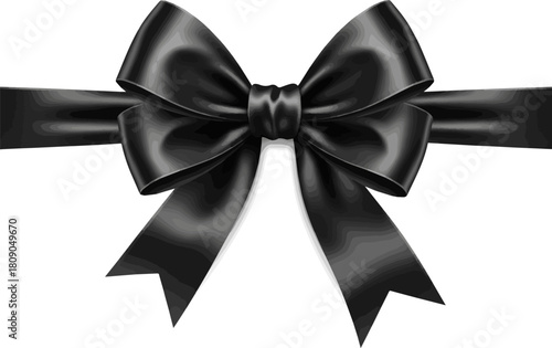 Create a Elegant black satin gift bow vector art with white background..