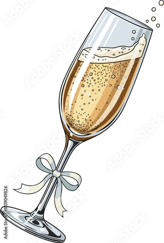 Create a Glass of sparkling champagne for celebration vector art with white background..