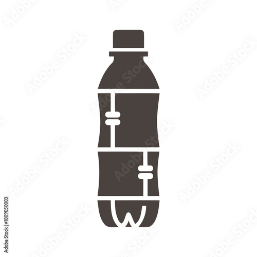 Reusable plastic bottle flat vector icon, water or drink eco beverage sports container design.