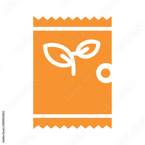 Healthy snack bar packet icon, vegan energy food package with leaf vector