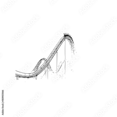 Roller coaster theme park thrill ride extreme adventure amusement park sketch illustration design element